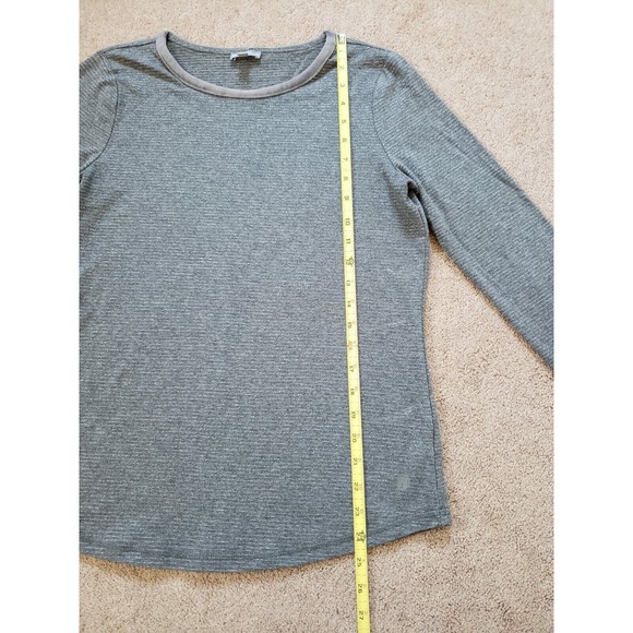 T By Talbots Long Sleeve Metallic Velvet Neck Top Shirt Silver-gray Size S - Picture 6 of 7